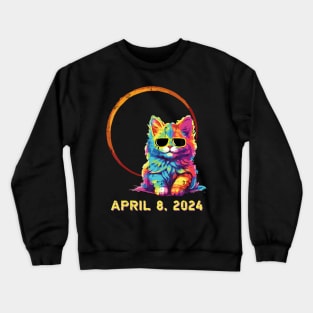 Cat Solar Eclipse 2024 Totality April 8 Wo s Crewneck Sweatshirt